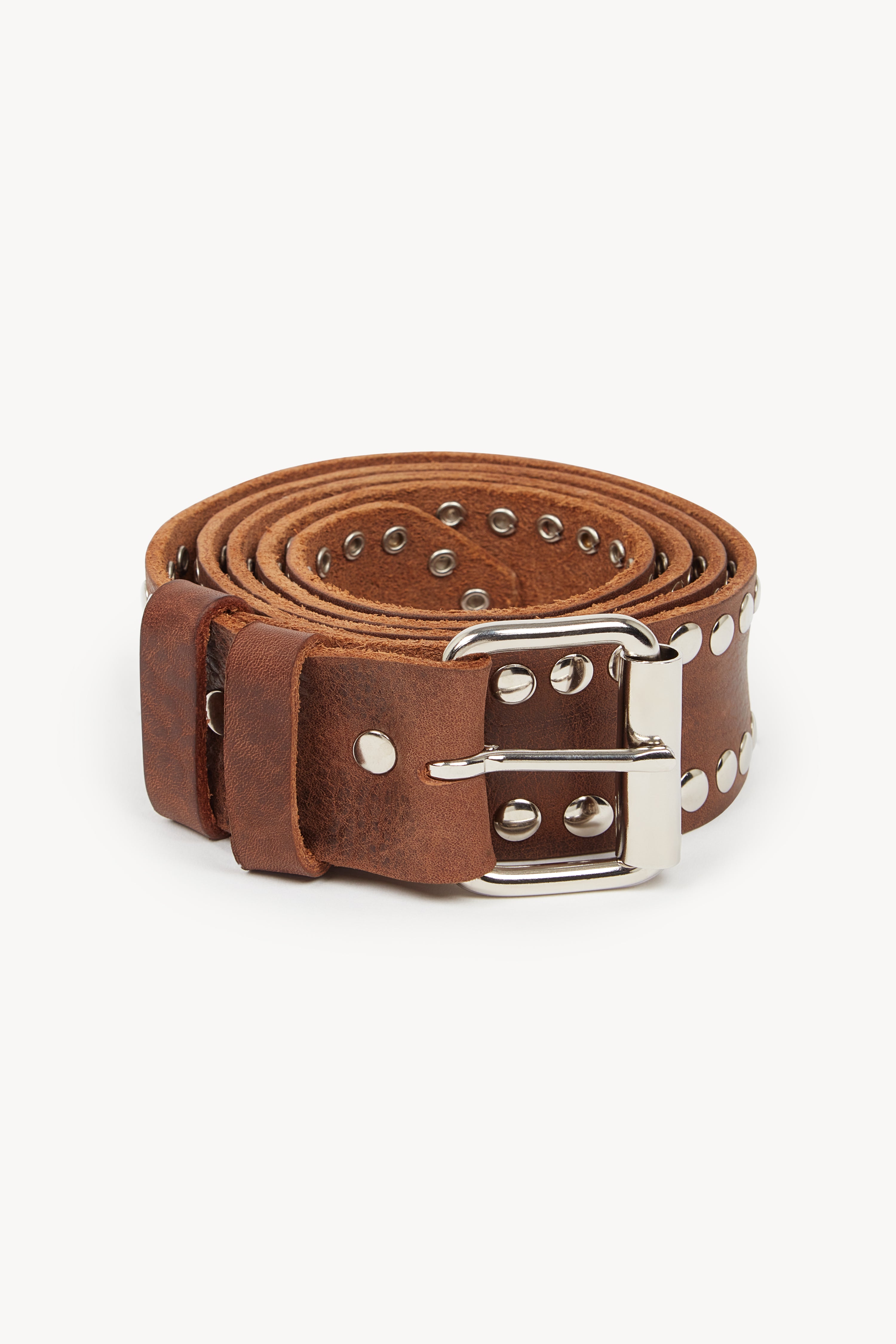 TAN STUDDED BUCKLE BELT