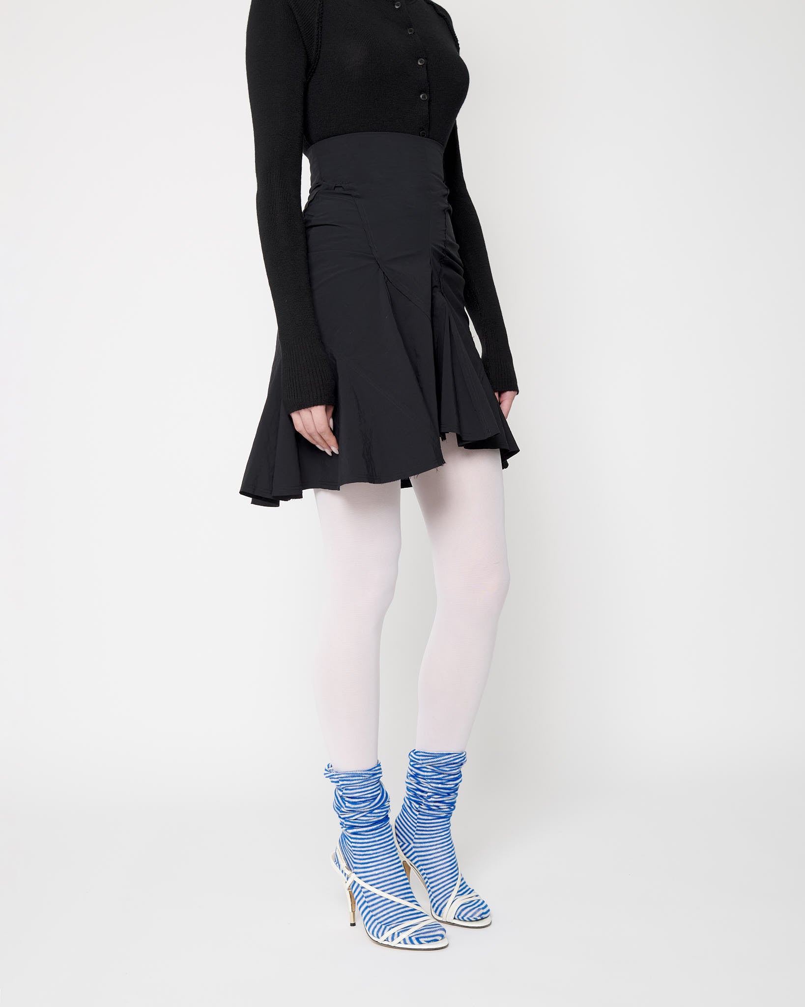 Black Mini Flame Skirt - Nylon