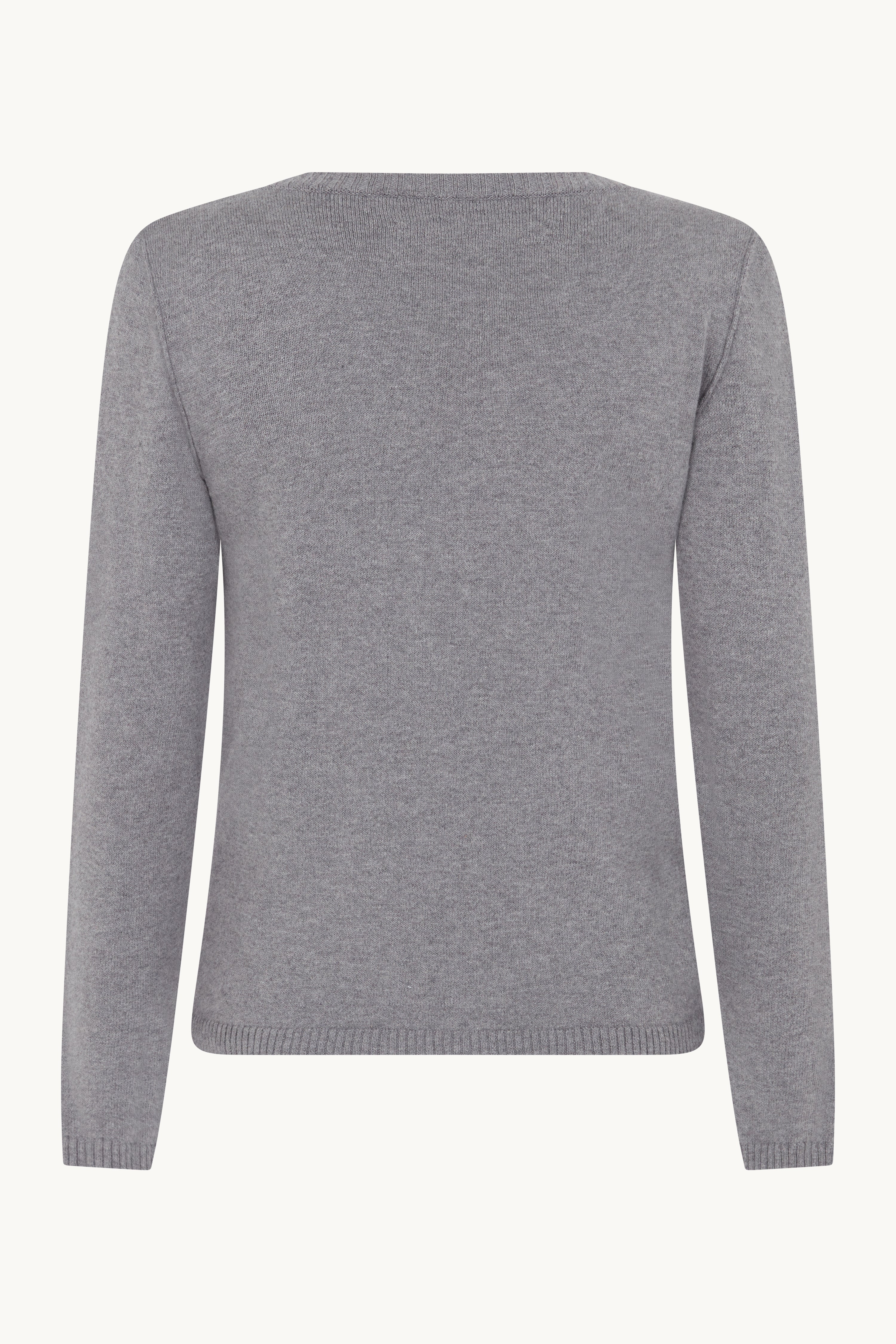 MID GREY DEEP V-NECK FITTED JUMPER