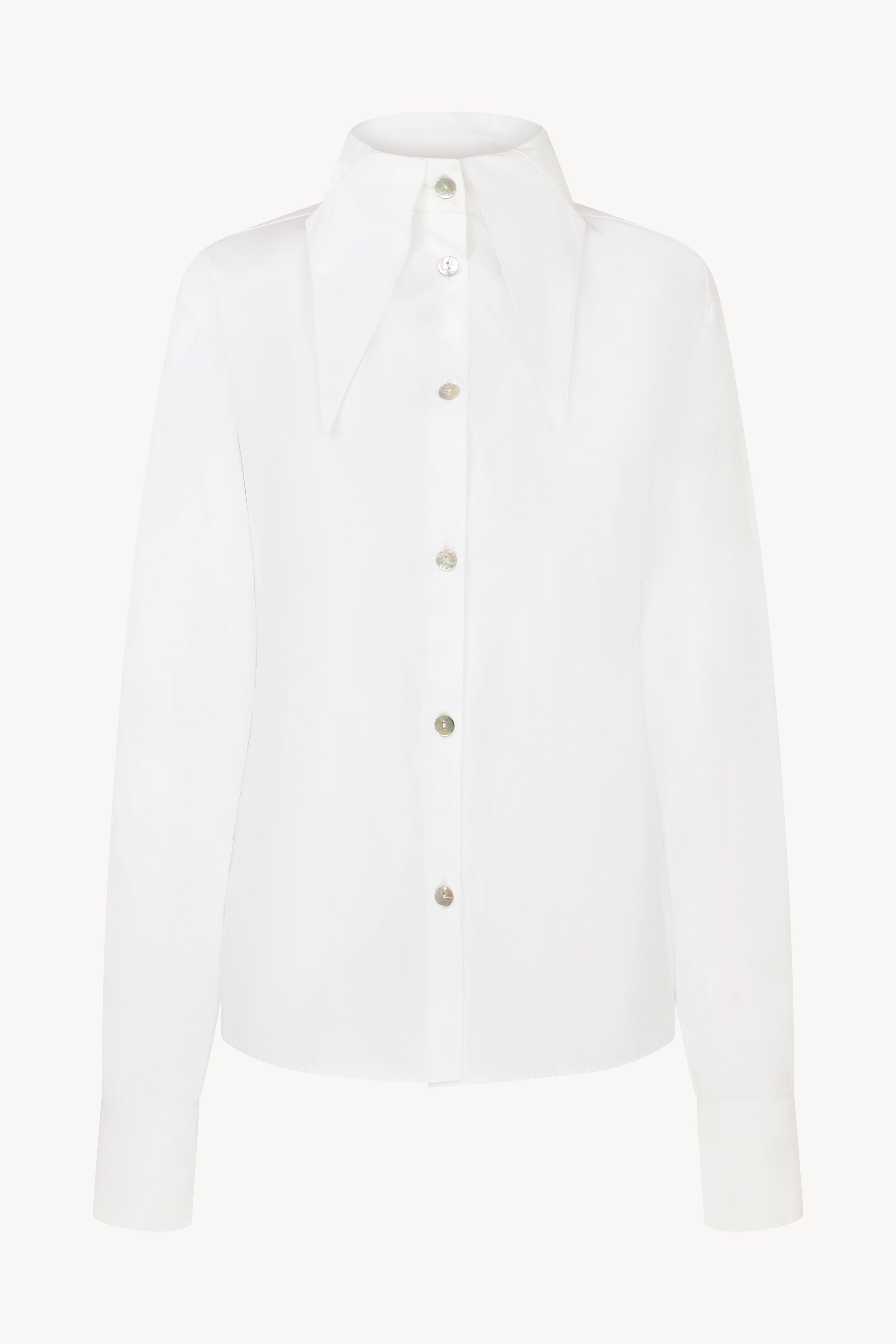 WHITE DAGGER COLLAR PINCHED WAIST SHIRT