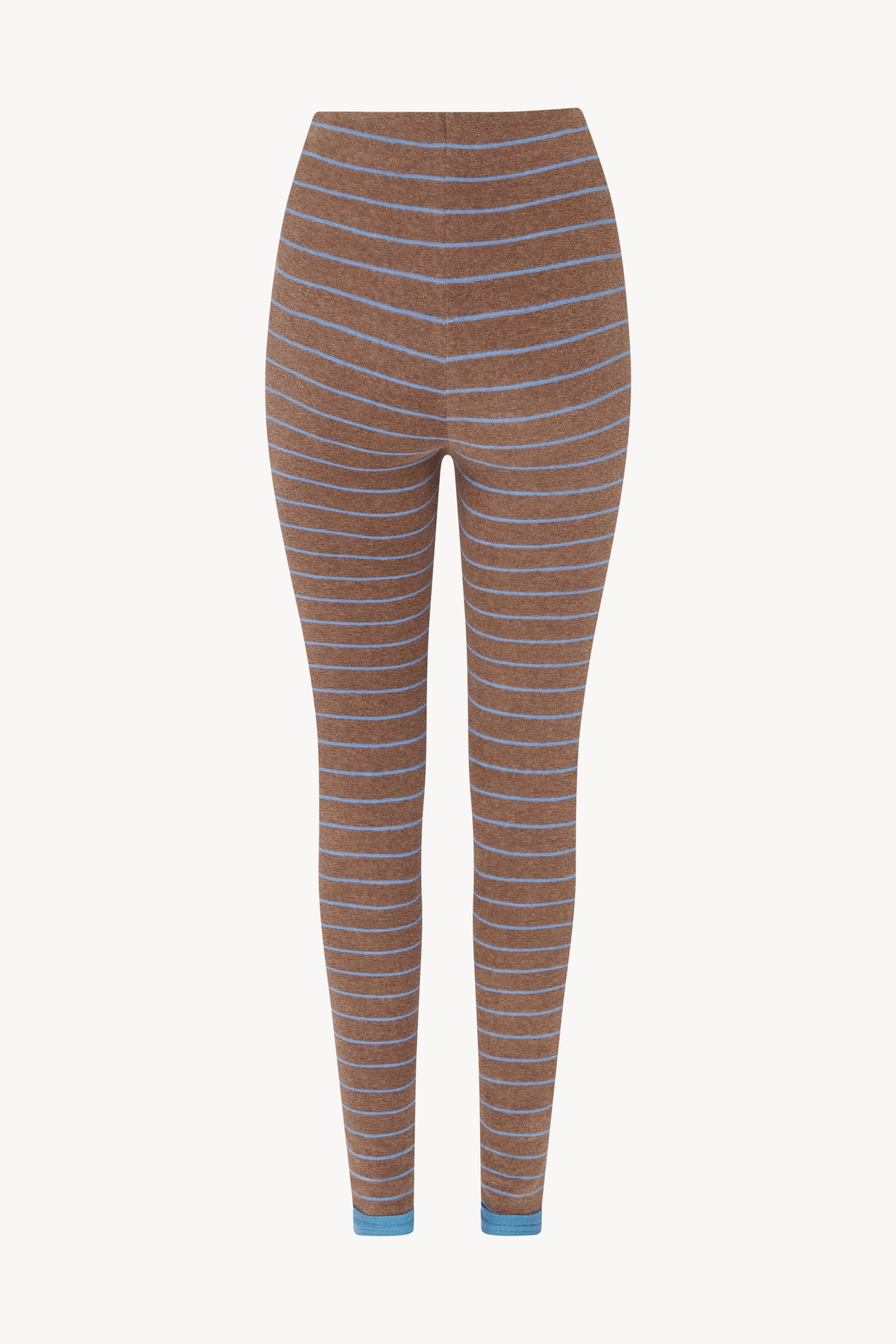 BLUE AND BROWN STRIPED LONG LEGGINGS