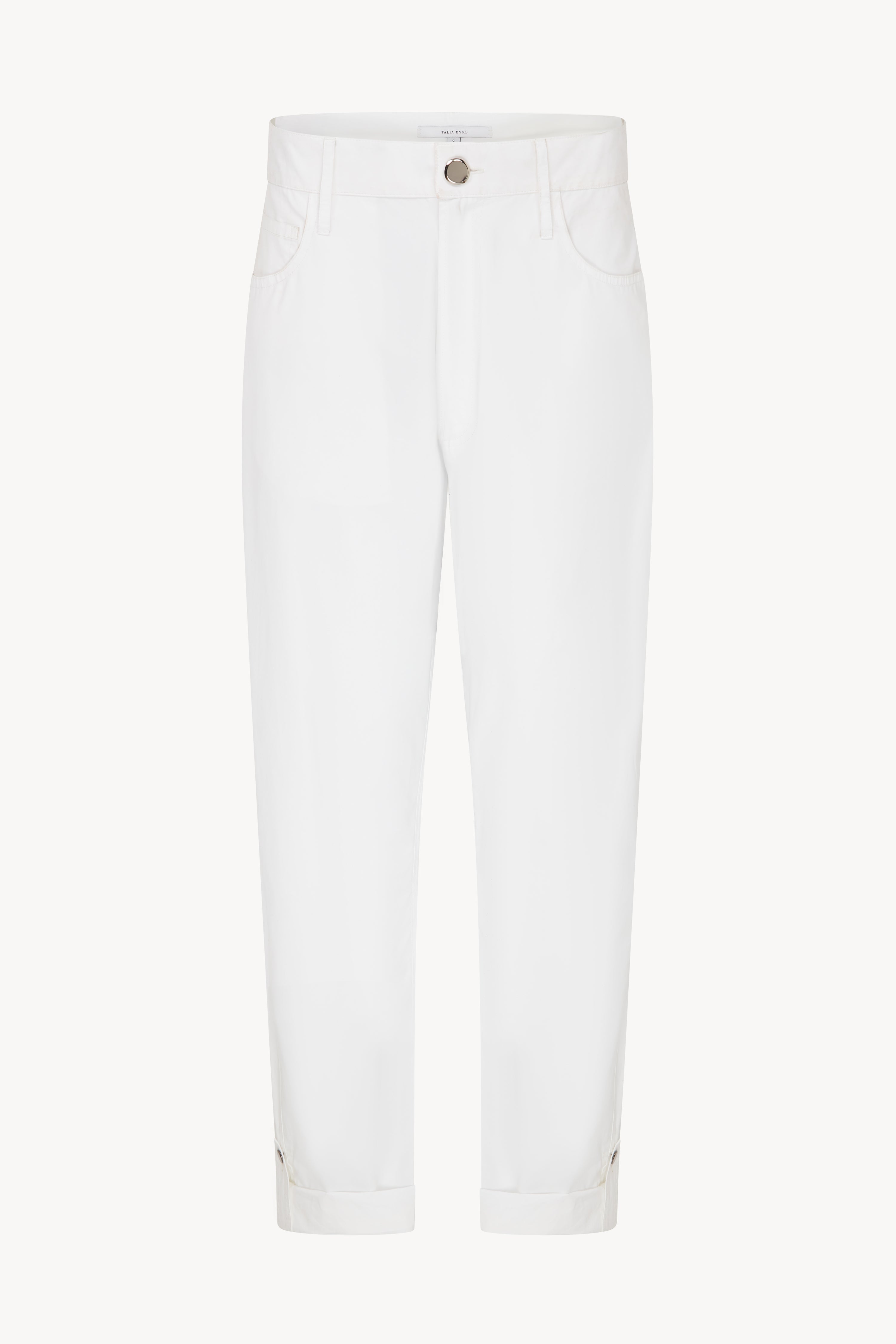 WHITE CARGO ROLL UP TROUSERS