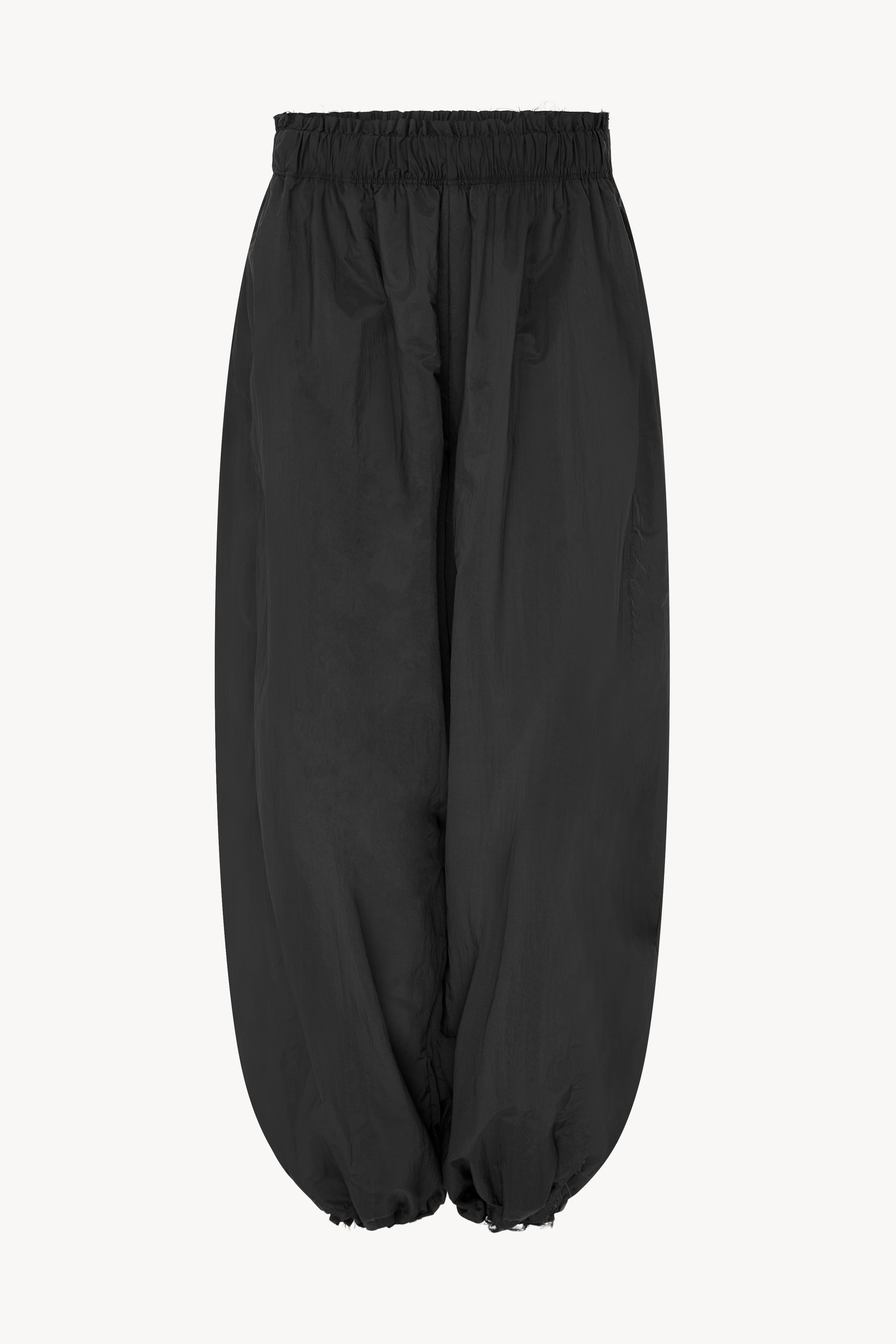 BLACK CRINKLE NYLON TRACK TROUSERS